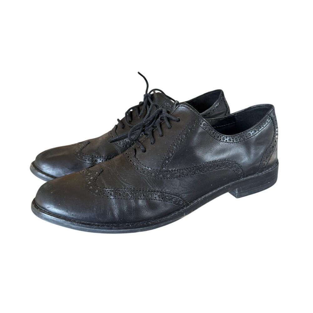 Cole Haan Wingtip Women Black Leather Dress Shoes Size 9.5